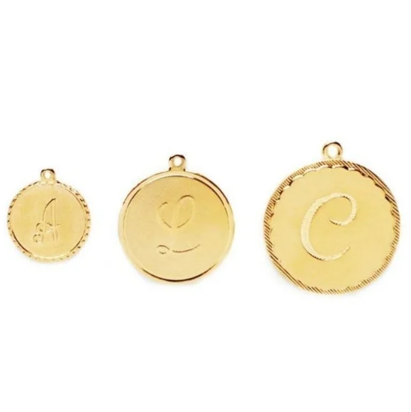 Moon & Lola Medium Dalton Gold Toned Initial Pendant B C D E H J K L R - Picture 9 of 9